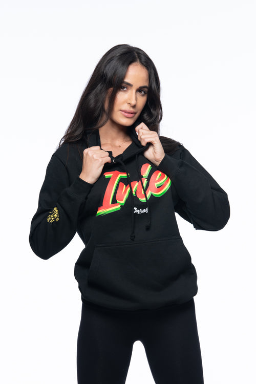 Cooyah Jamaica IRIE Rasta Pullover Hoodie in Black. Reggae Casual Jamaican clothing Street Wear Sweatshirt