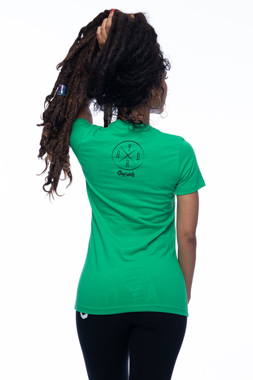 COOYAH JAMACIA - WOMEN'S IRIE YARDIE GRAPHIC TEE.  SCREEN PRINTED AT COOYAH STUDIO IN MIAMI ON SOFT, 100% RINGSPUN COTTON.  WE ARE A JAMAICAN OWNED REGGAE CLOTHING BRAND ESTABLISHED IN 1987.  ONE LOVE.