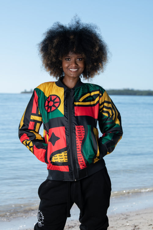 Streetwear Africa Jacket featuring multicolor graphic design by Cooyah