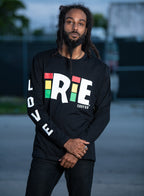  Irie long sleeve men's t-shirt  by Cooyah Clothing.  Screen printed on the front, sleeve, and back.  Available worldwide. 