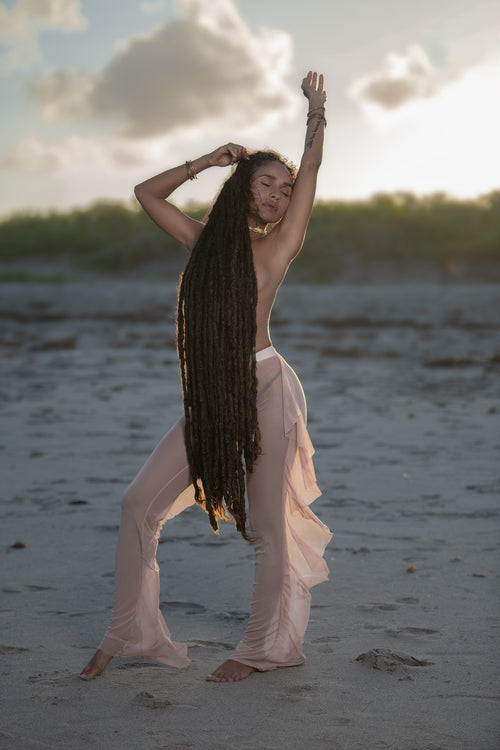  Cooyah Jamaica - Women's Dancehall style beachwear. Micro Mesh Flutter Pants in nude.  As a Jamaican owned clothing brand since 1987, we take pride in bringing you this classic piece. Don't wait, get yours now!