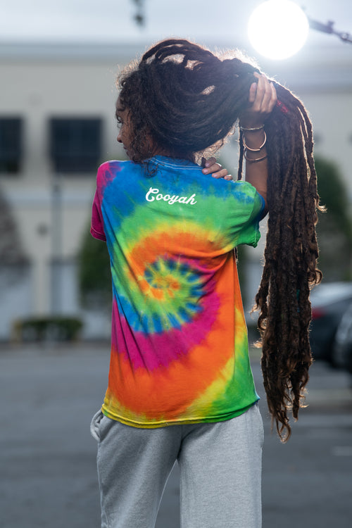 Cooyah Reggae tie-dye tee with screen printed Lion graphic.