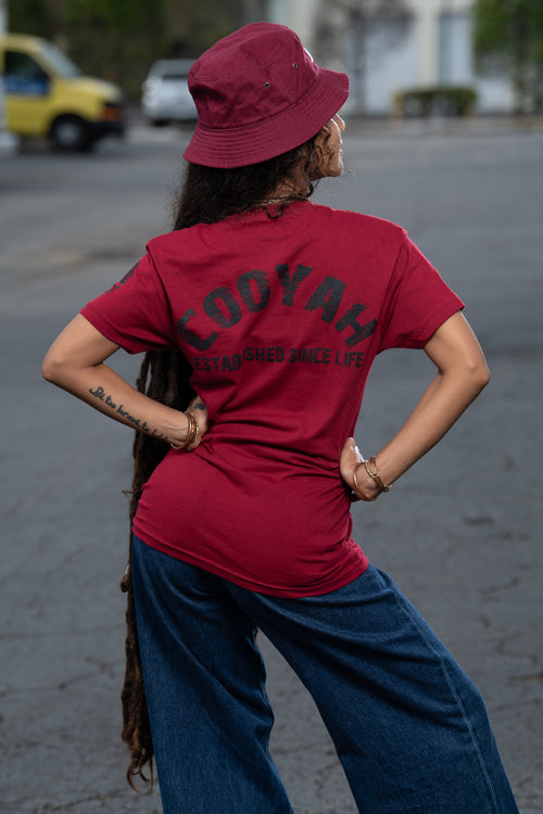 Cooyah Established Since Life.  As a Jamaican owned clothing brand since 1987, we take pride in bringing you this classic t-shirt.
