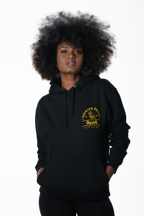 Cooyah Jamaica, Premium Brand hoodie with lion graphic in black.  As a Jamaican owned clothing brand since 1987, we take pride in bringing you this classic piece. 