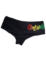 Load image into Gallery viewer, Cooyah Jamaica black panties with Cooyah logo in reggae colors
