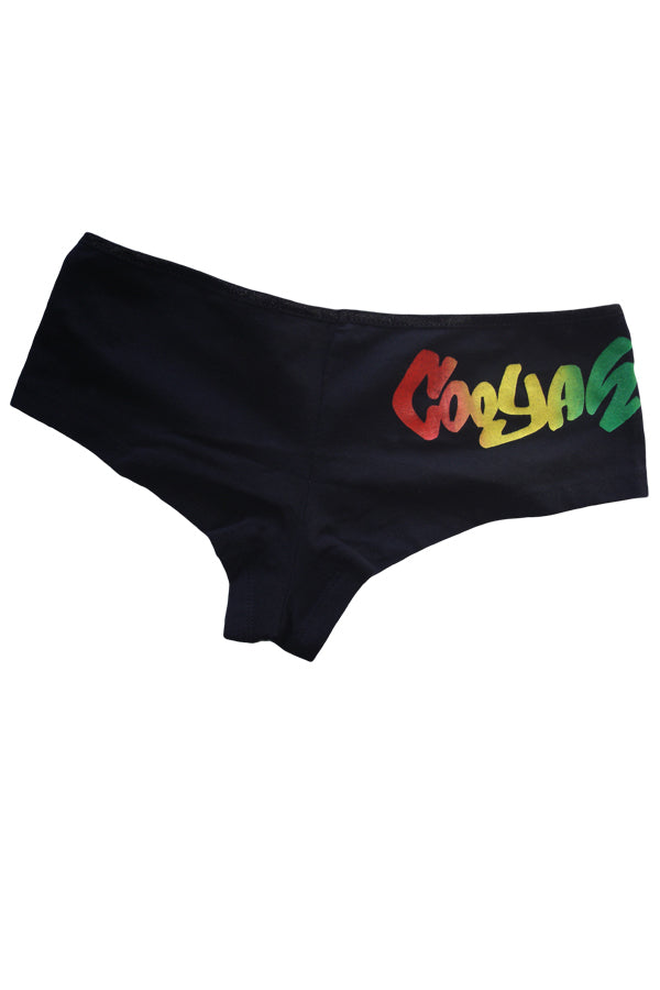 Cooyah Jamaica black panties with Cooyah logo in reggae colors
