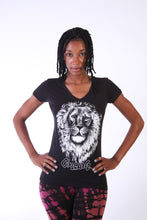 Load image into Gallery viewer, Cooyah Jamaica. Women&#39;s rasta lion t-shirt screen printed on soft, 100% ringspun cotton. We are a Jamaican owned reggae clothing brand since 1987.  IRIE
