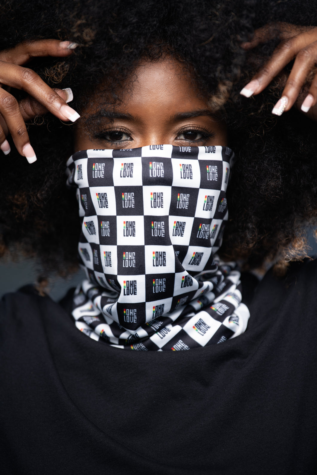 These Cooyah brand One Love gaiters are the perfect fit for outdoor activities.  They are multifunctional and can be worn as a scarf, headband, or mask to keep dust from your face.  Jamaican clothing and accessories brand.