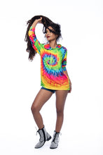 Load image into Gallery viewer, Cooyah Jamaica. This colorful tie-dye UV protected hoodie is great for the beach and traveling - helps you stay cool and protected year-round! Jamaican beachwear clothing brand. 
