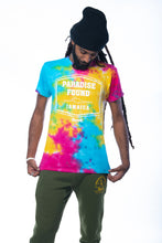 Load image into Gallery viewer, Cooyah Clothing.  Men&#39;s tie-Dye graphic tee with Paradise Found Jamaica Design.  Ringspun cotton, short sleeve, crew neck.  Jamaican reggae brand.
