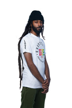 Load image into Gallery viewer, Cooyah Jamaica Everything Irie men&#39;s short sleeve graphic tee with reggae colors.  Love design screen printed on the sleeve.  Jamaican clothing brand.
