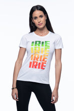 Load image into Gallery viewer, Irie graphic tees available for women in white.  Shop reggae fashion worldwide at cooyah.com
