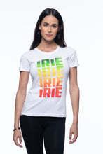 Load image into Gallery viewer, Irie graphic tees screen printed in reggae colors by Cooyah Clothing.

