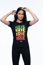 Load image into Gallery viewer, Women&#39;s Jamaican style tee in reggae colors.  Irie graphic by Cooyah the premium Carribean clothing brand.  Available worldwide at cooyah.com
