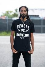 Load image into Gallery viewer, Cooyah Jamaica.  Men&#39;s short sleeve Reggae VS Babylon graphic tee in black.  Ringspun, crew neck shirt.  Jamaican streetwear clothing. IRIE
