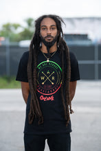 Load image into Gallery viewer, We Are Reggae men&#39;s graphic tee by Cooyah Jamaica.  Short sleeve, crew neck, soft ringspun cotton.  Black shirt with rasta color screen print.  Jamaican streetwear clothing brand.

