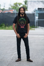 Load image into Gallery viewer, We Are Reggae men&#39;s graphic tee by Cooyah Jamaica. Short sleeve, crew neck, soft ringspun cotton. Black shirt with rasta color screen print. Jamaican streetwear clothing brand.  IRIE
