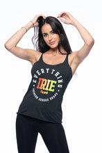 Load image into Gallery viewer, Cooyah Jamaica Everything Irie women&#39;s racerback tank top screen printed with reggae colors.  Jamaican beachwear clothing brand.
