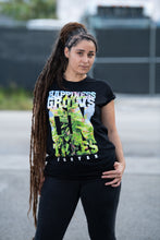 Load image into Gallery viewer, Cooyah Jamaica. Happiness Grows on Trees Cannabis Tee. Women&#39;s short sleeve t-shirt. Jamaican streetwear clothing.

