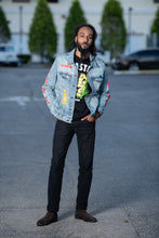 Load image into Gallery viewer, Men&#39;s Denim Jacket with Rasta Vibes Print

