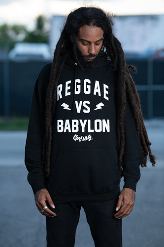 The original Reggae VS Babylon Pullover Hoodie by Cooyah Clothing.  Men's Jamaican streetwear brand.  IRIE
