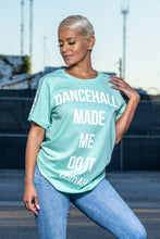 Load image into Gallery viewer, Cooyah Jamaica boyfriend fit short sleeve tee with Dancehall Made Me Do It graphic in mint green
