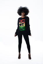 Load image into Gallery viewer, Cooyah Jamaica long sleeve Women&#39;s black Tee Shirt, Ring Spun, Crew Neck, Street Wear Reggae Style, IRIE
