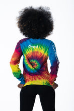 Load image into Gallery viewer, Women’s Long Sleeve Tie-Dye T-Shirt with Blessed Lion Graphic
