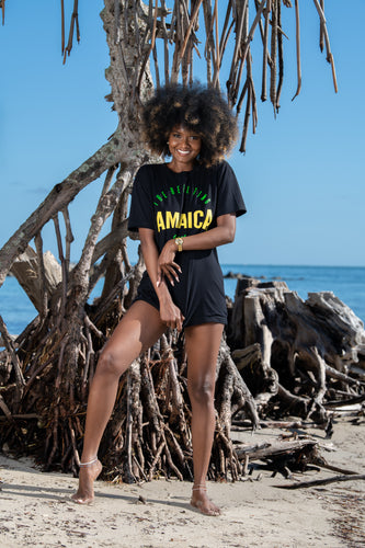 Cooyah Clothing.  Jamaica Real Ting women's graphic tee.  Jamaican clothing brand.  Reggae beachwear 