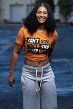 Load image into Gallery viewer, Cooyah Can&#39;t Stop Won&#39;t Stop Boyfriend Fit Tee in orange.
