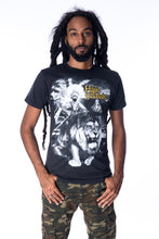 Load image into Gallery viewer, Cooyah Clothing. Haile Selassie King Rastafari men&#39;s graphic tee in black. Short sleeve, crew neck, screen printed on 100% ringspun cotton. Jamaican streetwear clothing. Rasta
