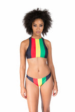 Load image into Gallery viewer, Cooyah Jamaica.  Women&#39;s 2 piece bikini set in reggae colors.  Jamaican beachwear clothing brand.
