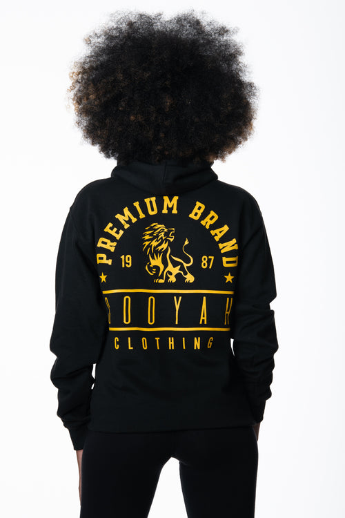 Cooyah Jamaica, Premium Brand hoodie with lion graphic in black.  As a Jamaican owned clothing brand since 1987, we take pride in bringing you this classic piece. 